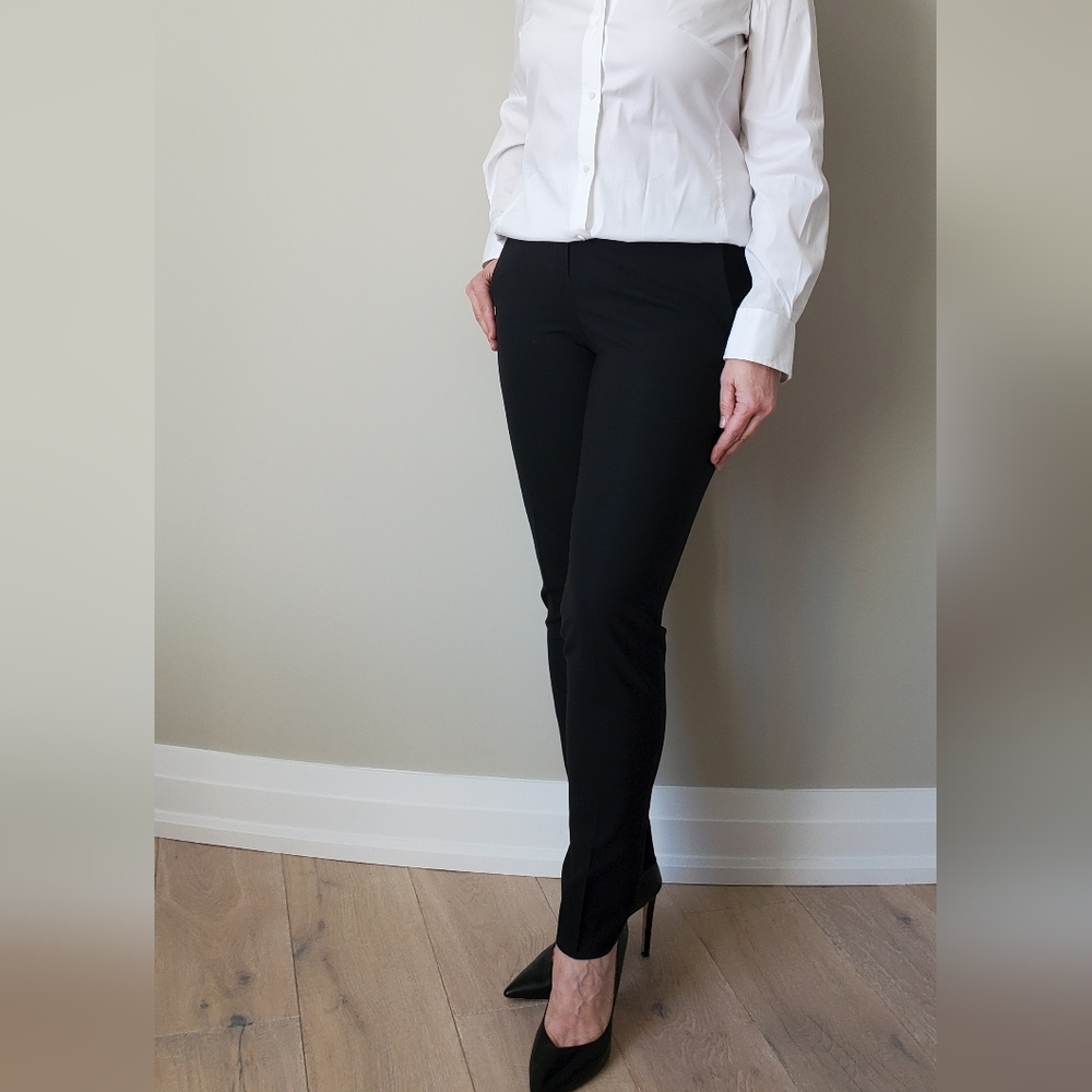 Theory Women's Black Wool Slim Fit Pants
